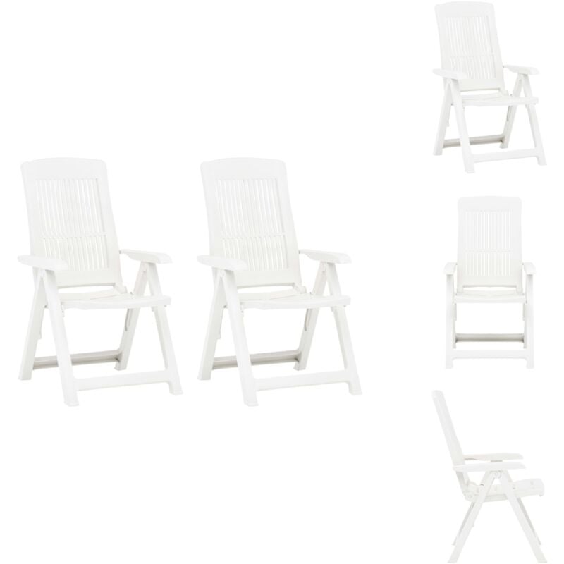 Vidaxl - Chaises inclinables de jardin lot de 2 Plastique Blanc - Chaise De Jardin - Chaise Pliante - Mobilier De Jardin - Fauteuil De Jardin