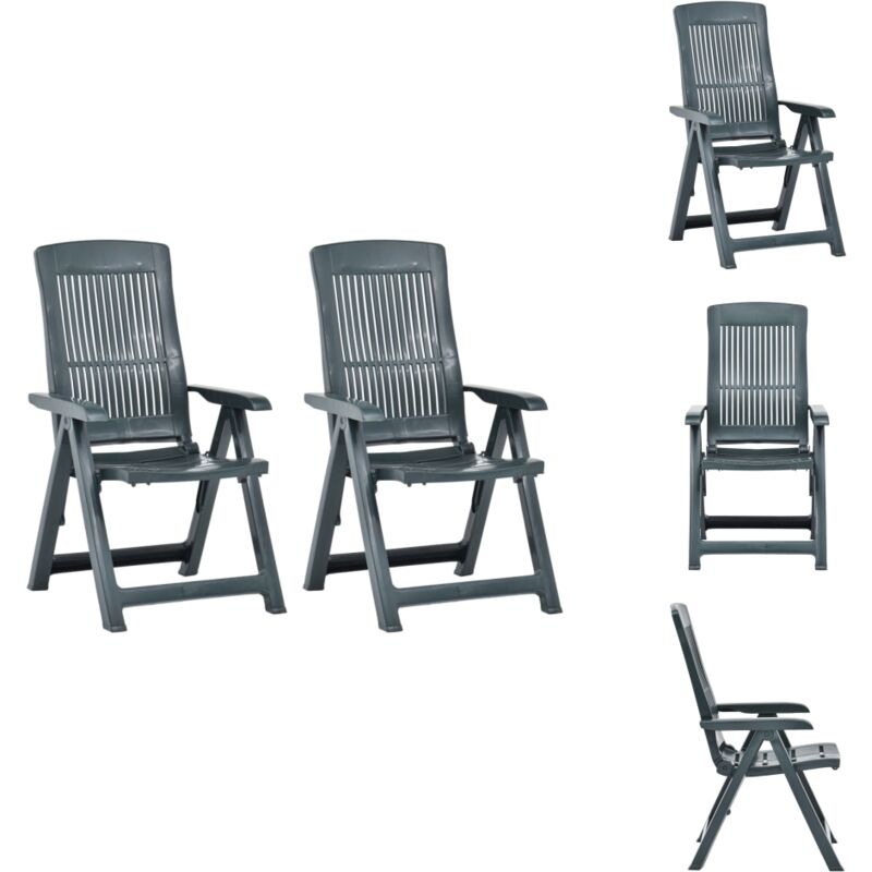 Vidaxl - Chaises inclinables de jardin lot de 2 Plastique Vert - Chaise De Jardin - Chaise Inclinable - Mobilier De Jardin - Meubles De Terrasse