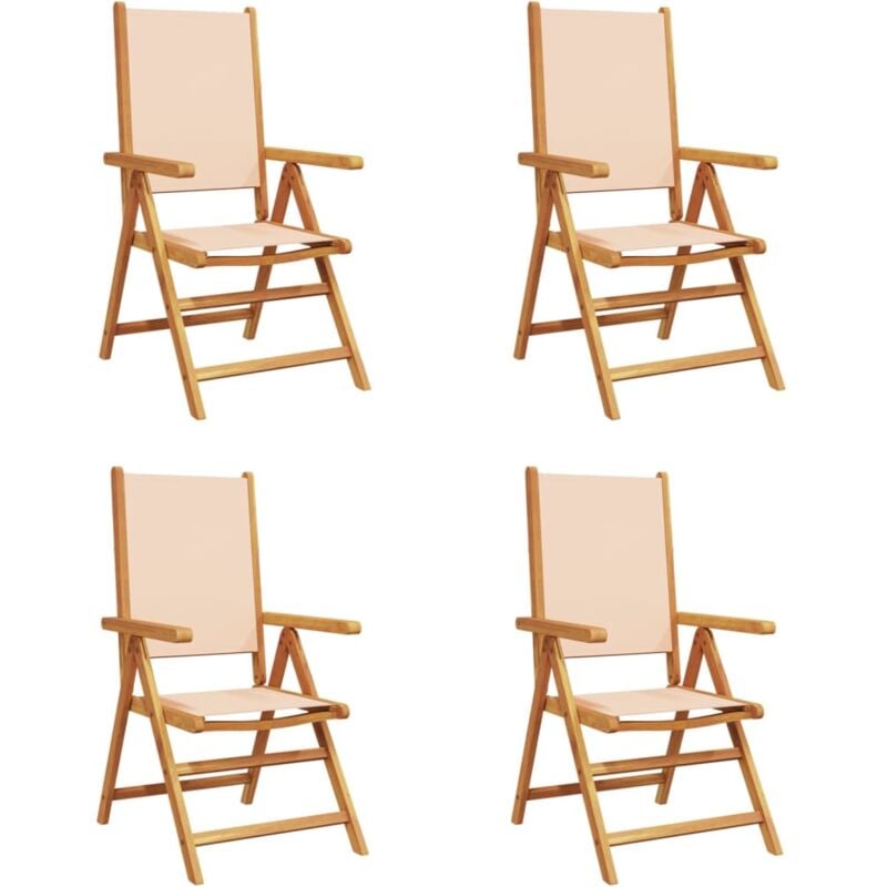 Vidaxl - Chaises inclinables de jardin lot de 4 beige tissu bois massif