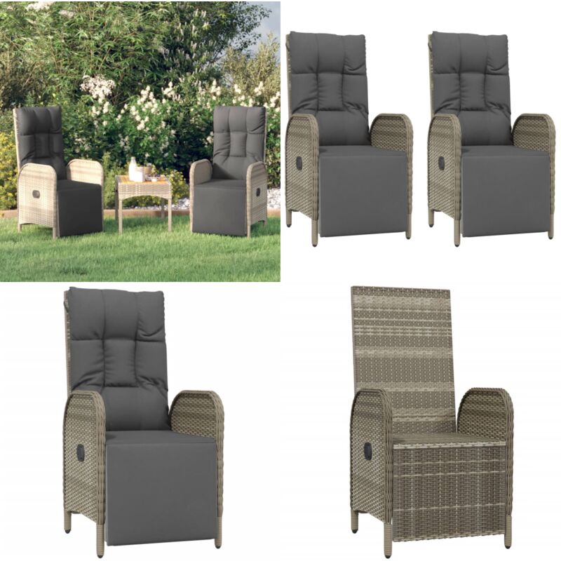 Chaises inclinables d'extérieur et coussins lot de 2 Poly rotin - Chaise Jardin - Chaise Inclinable - Fauteuil Extérieur - Meubles De Jardin - Salon