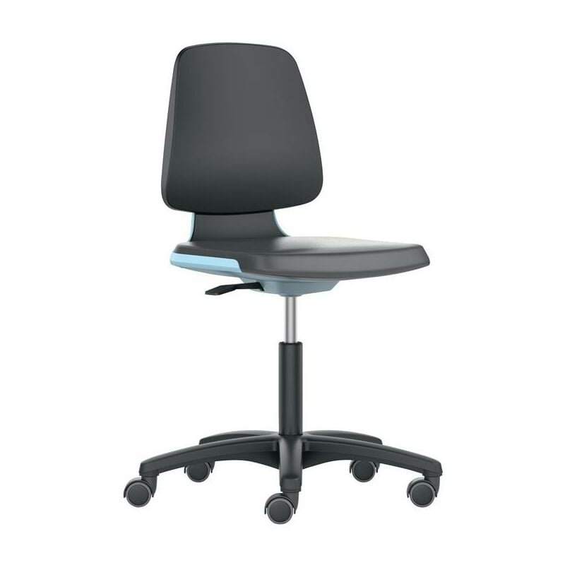 Bimos - Chaise d'atelier pivotante Labsit rouleaux coque de siège bleu mousse intégrale noir 450-650 mm