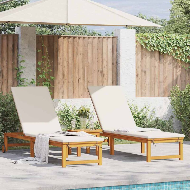 vidaXL Transat 3 pc Bois d'Acacia Massif Marron