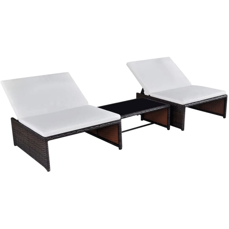 Vidaxl - Chaises de jardin inclinables lot de 2 et table résine tressée