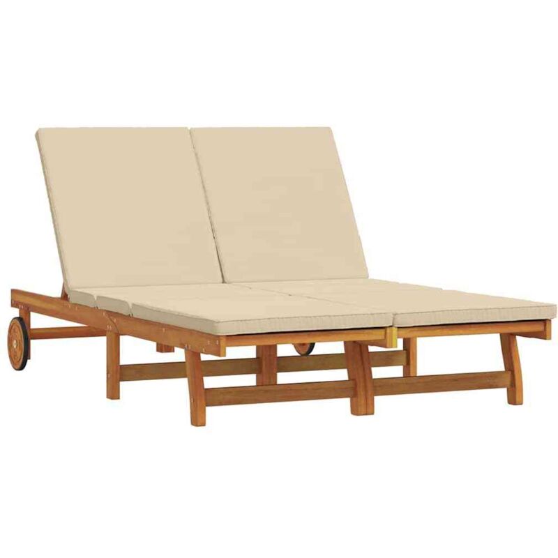 Vidaxl - Transat double avec des roues et un coussin en bois d'acacia