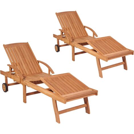 Chaises longues 2 pcs Bois de teck solide