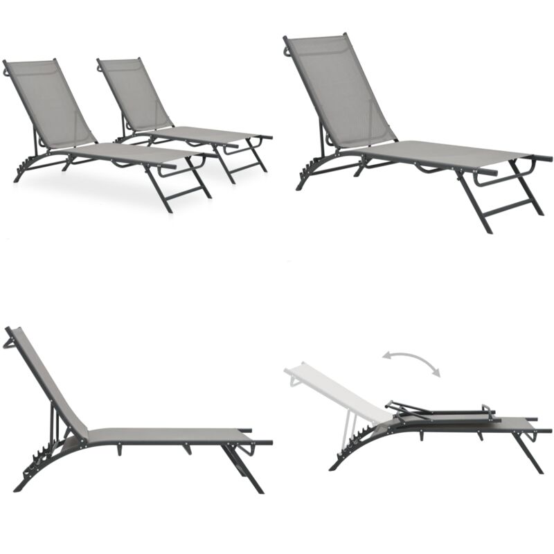 Vidaxl - Chaises longues lot de 2 Textilène et acier - Chaise Longue - Transat - Mobilier De Jardin - Salon De Jardin - Détente Extérieure - Home &