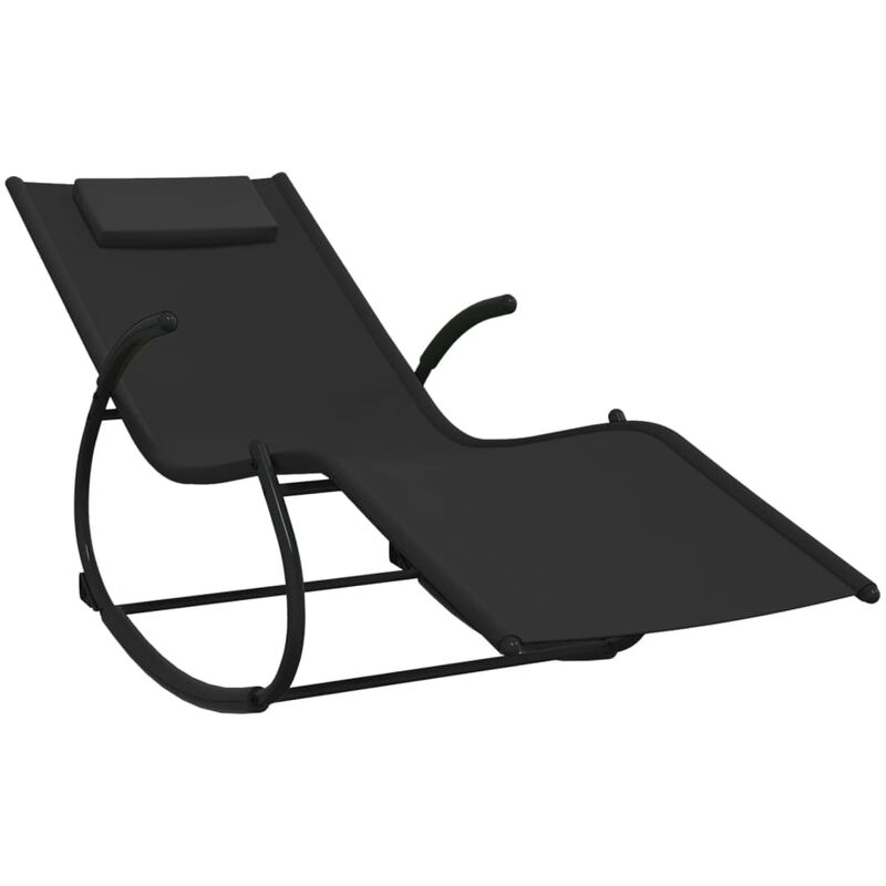 Vidaxl - Chaise longue à bascule Noir Acier et textilène
