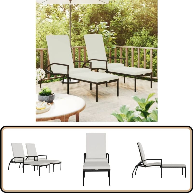 Chaises longues avec repose-pied 2 pcs Résine tressée Marron - Chaise Longue - Transats - Mobilier De Jardin - Salon De Jardin - Détente Extérieure