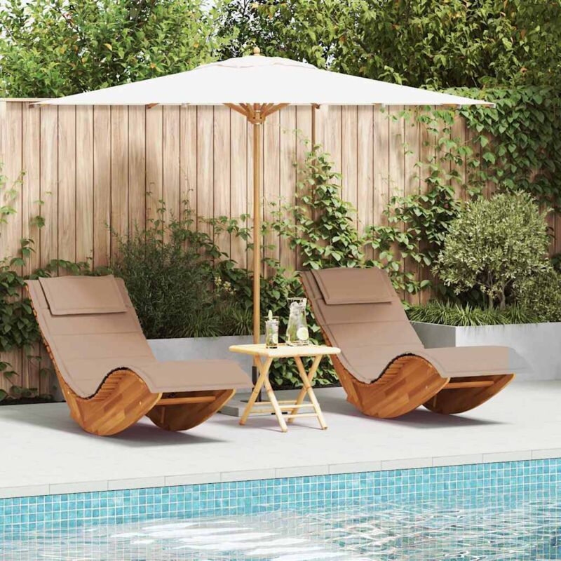 vidaXL Transat 2 pc Bois d'Acacia Massif Marron