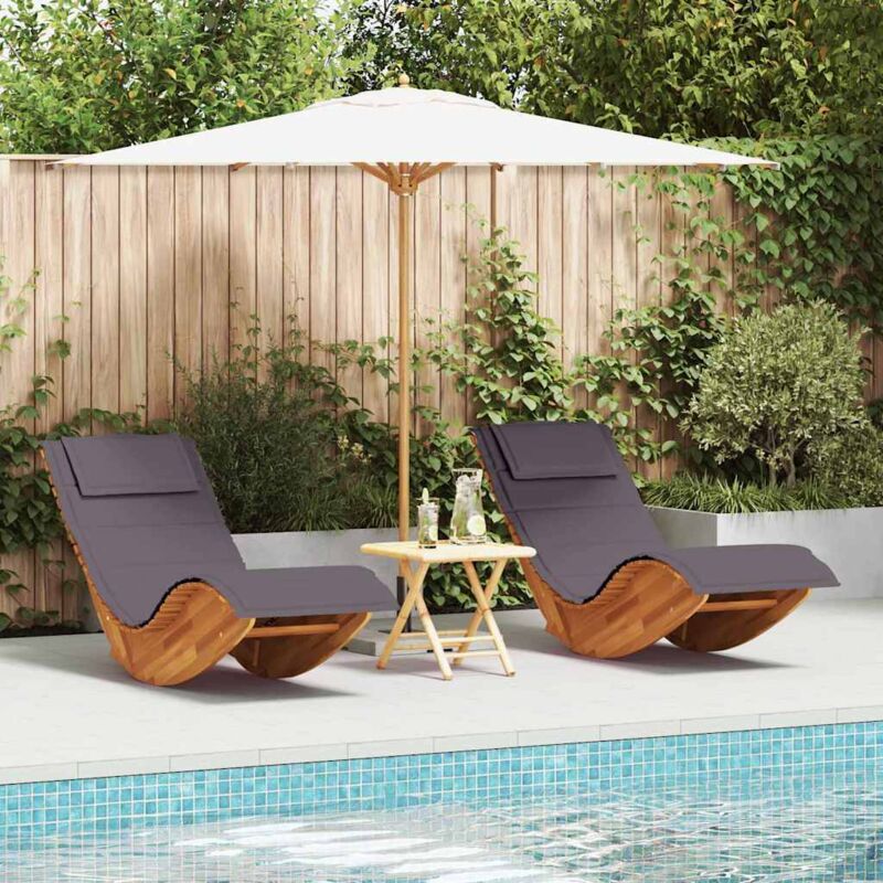 vidaXL Transat 2 pc Bois d'Acacia Massif Marron