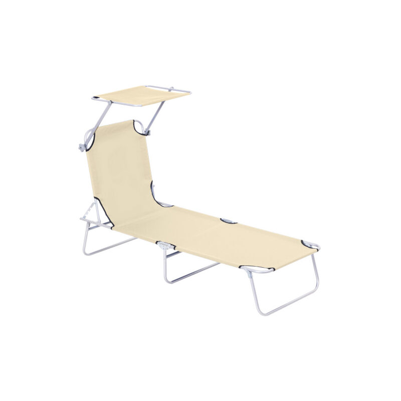 Chaises longues chaises longues de jardin pliantes avec protection solaire chaises longues de bien - être chaises longues de plage beige 187 x 58 x