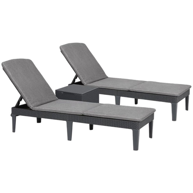 Keter - Chaises longues Jaipur x2 avec table basse
