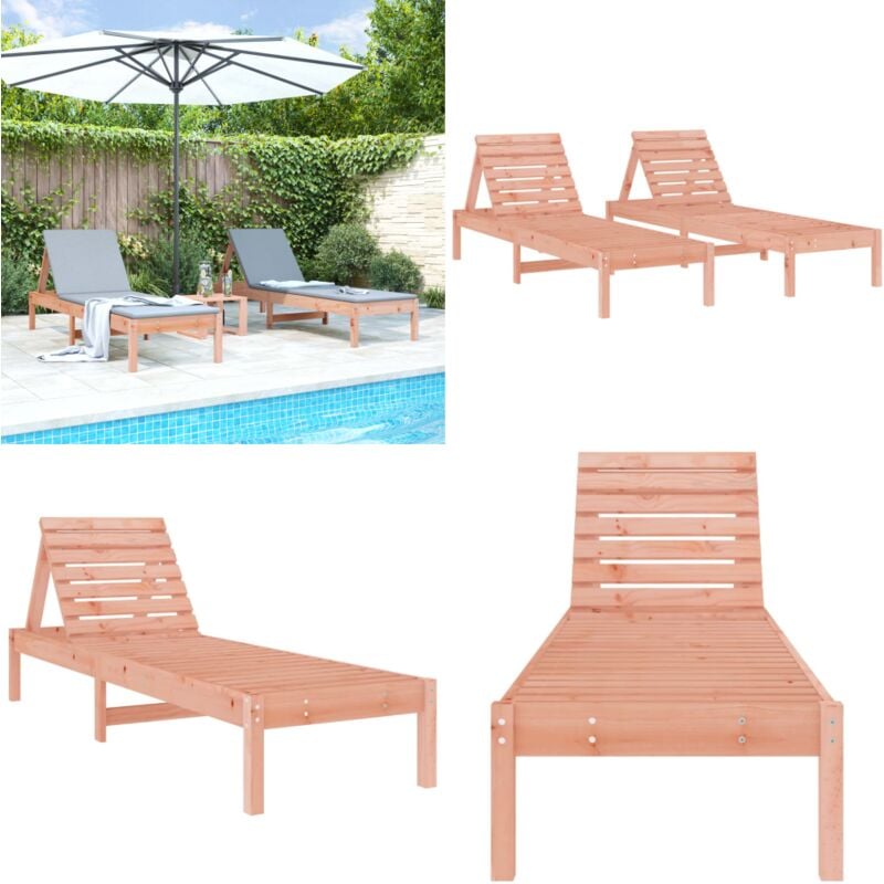 Chaises longues lot de 2 199,5x60x74 cm bois massif de douglas - Chaise Longue - Transat - Mobilier De Jardin - Salon De Jardin - Bain De Soleil