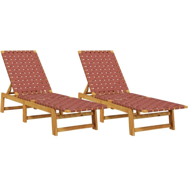 Vidaxl - Chaises longues lot de 2 rouge bois d'acacia solide et tissu