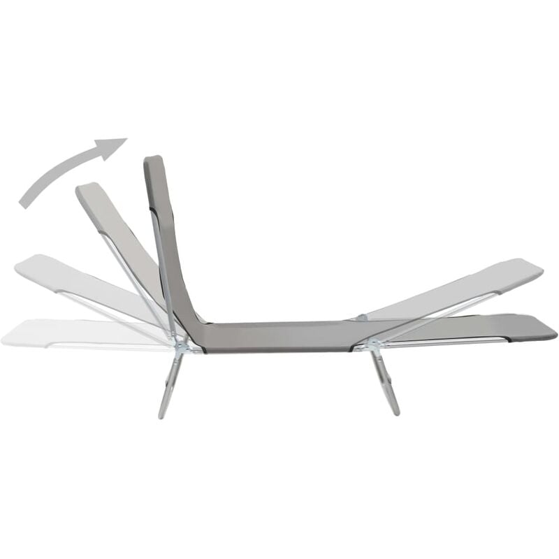Inlife Chaises longues pliables 2 pcs Acier et tissu Gris