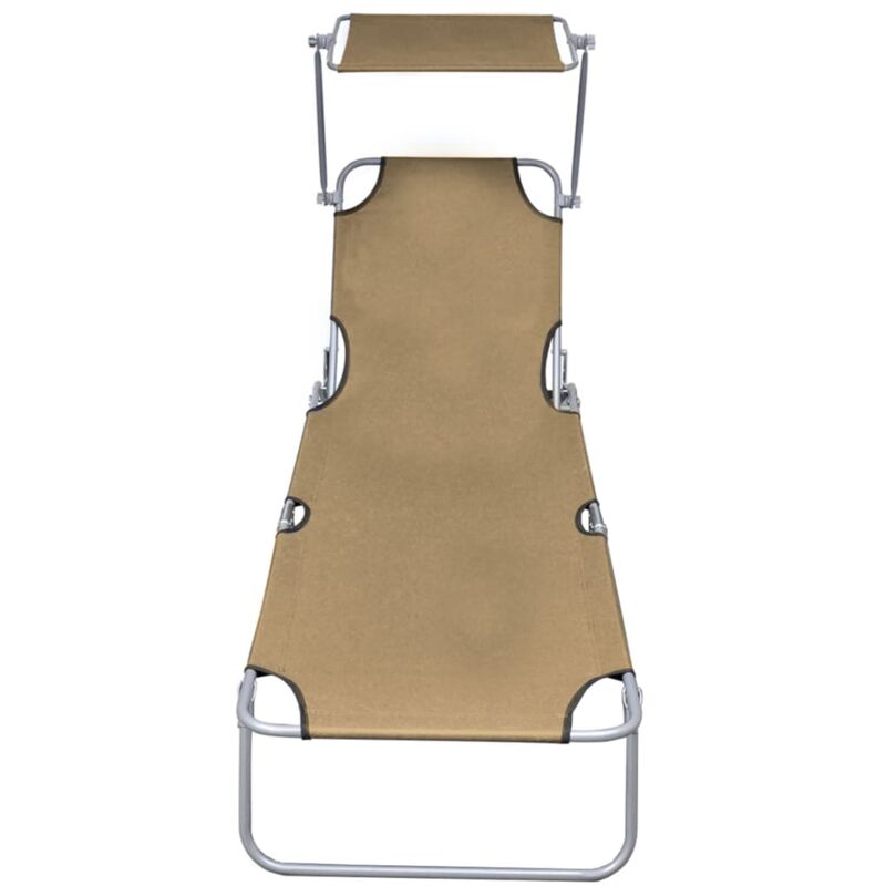 Jinlefu - inlife Chaise longue pliable avec auvent Taupe Aluminium