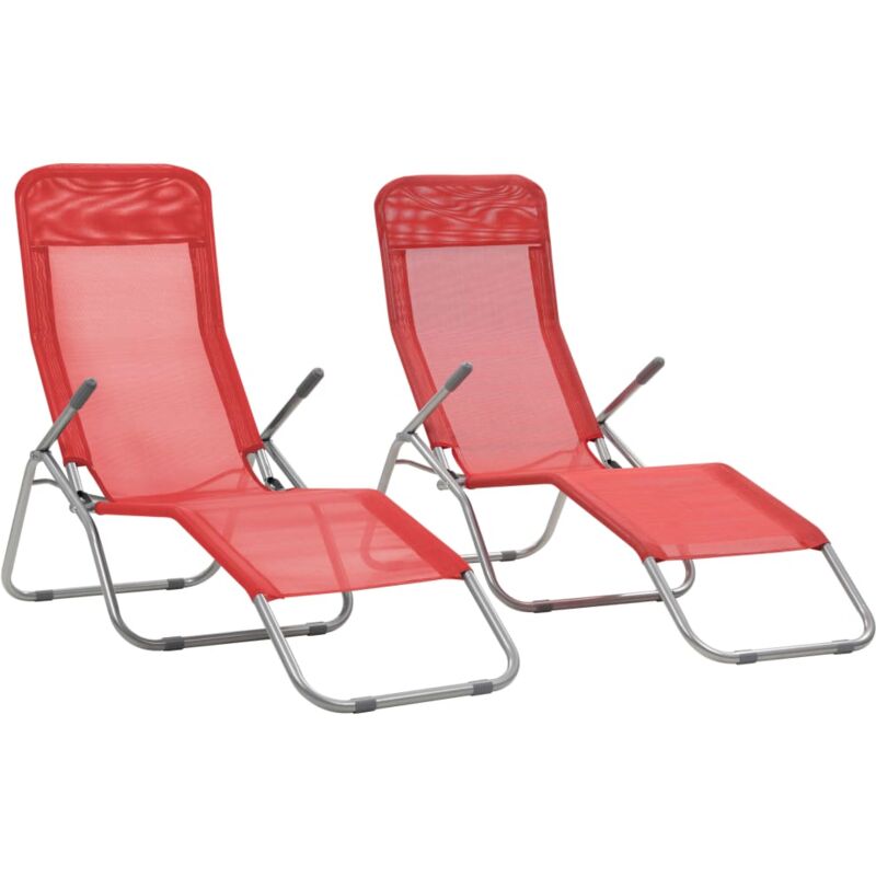 Chaises longues pliables lot de 2 Textilène Rouge vidaXL