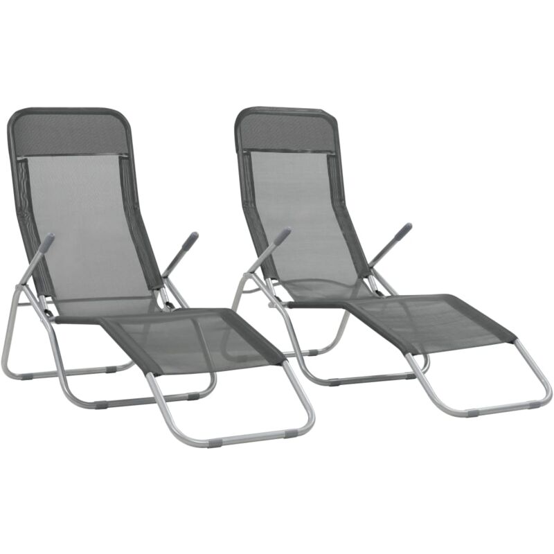 Vidaxl - Chaises longues pliables lot de 2 Textilène Anthracite