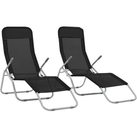 Chaises longues pliables lot de 2 Textilène Noir vidaXL