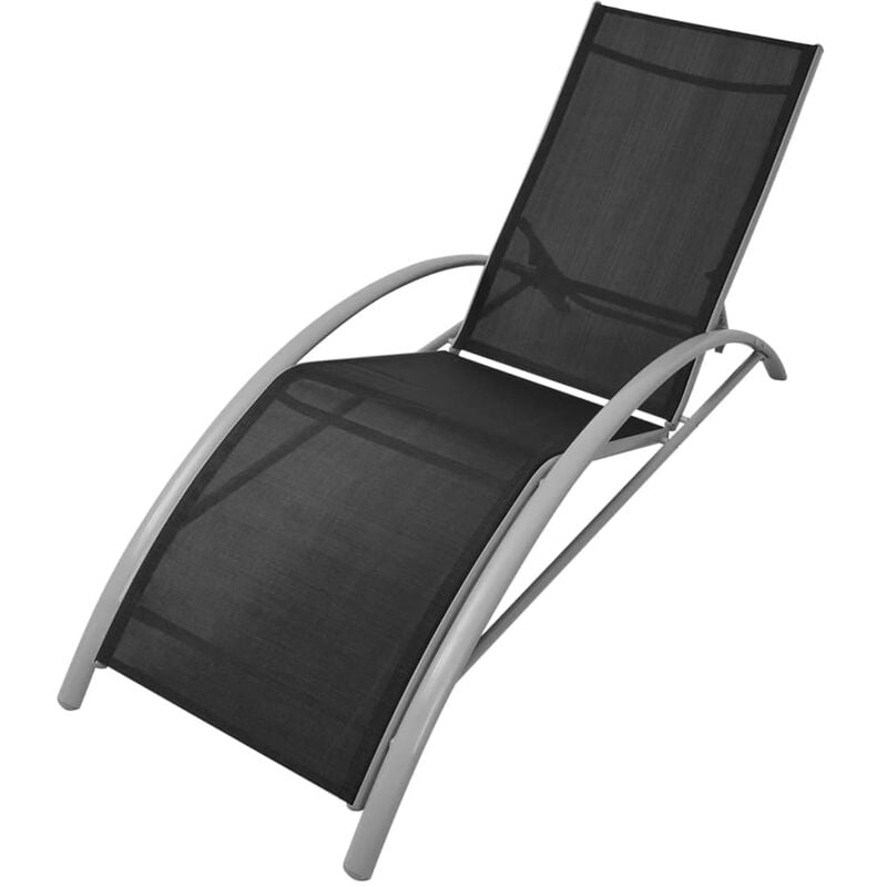 Chaises longues transat bain de soleil 156 x 60 x 89 cm en aluminium noir