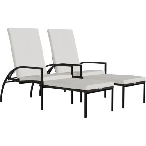 Chaises longues  Transat  Bain de soleil avec repose-pied 2 pcs Résine tressée Marron