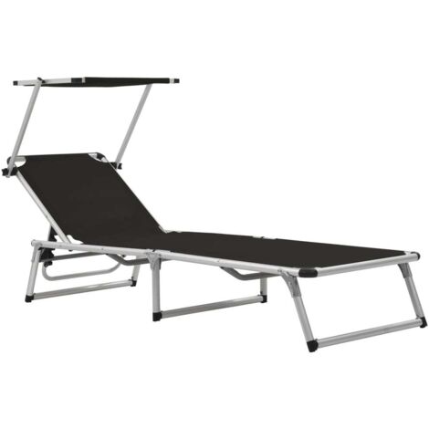 Chaises longues  Transat  Bain de soleil pliables et toit lot de 2 Aluminium textilène