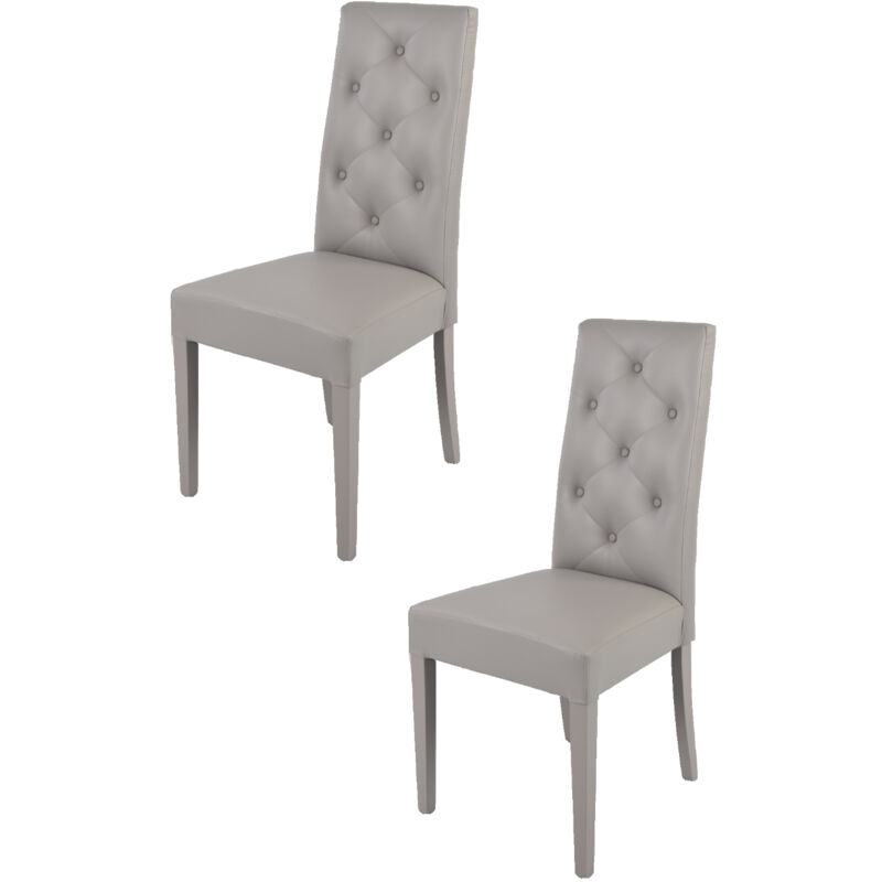 T M C S - Tommychairs - Set 2 chaises chantal pour cuisine et salle à manger, structure en bois de hêtre peindré en gris clair, assise et dossier