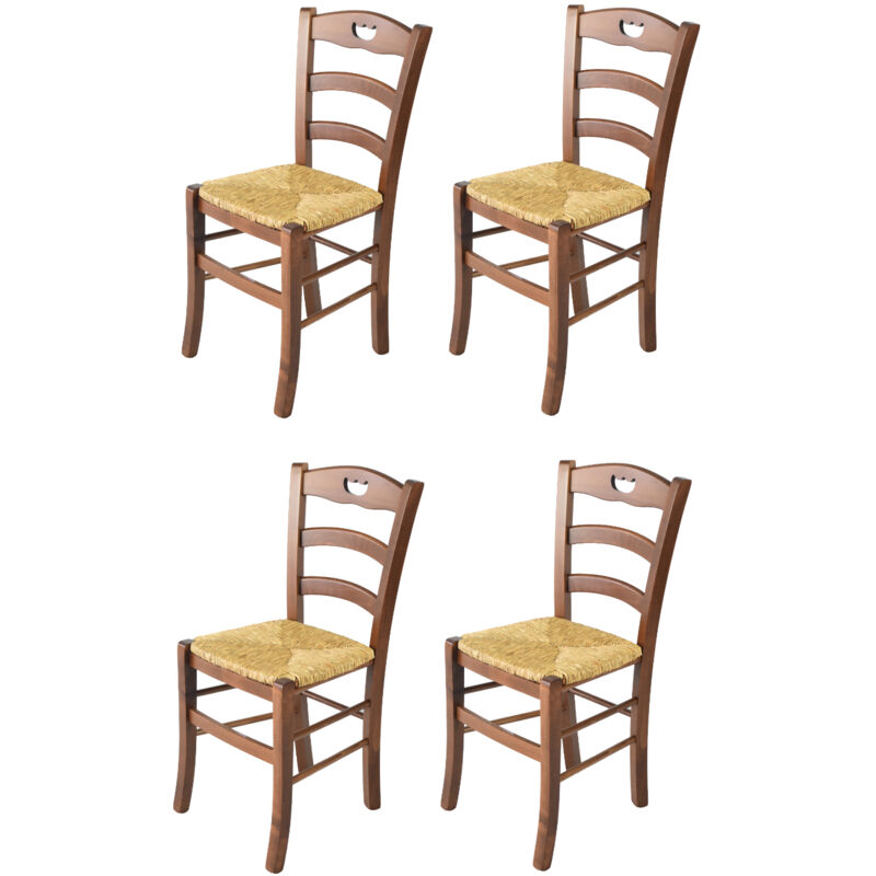 T M C S - Tommychairs - Set 4 chaises valentina pour cuisine, bar et salle à manger, robuste structure en bois de hêtre peindré en couleur noix et