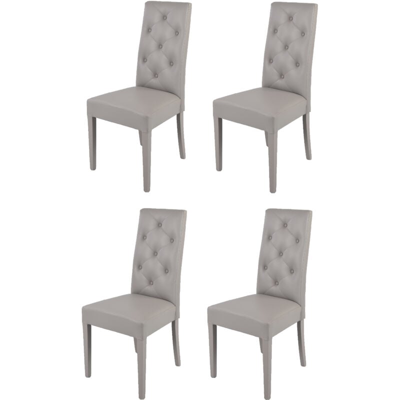 T M C S - Tommychairs - Set 4 chaises chantal pour cuisine et salle à manger, structure en bois de hêtre peindré en gris clair, assise et dossier