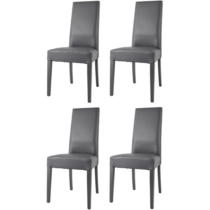 T M C S - Tommychairs - Set 4 chaises glory pour cuisine et salle à manger, structure en bois de hêtre peindré en gris foncé, assise et dossier