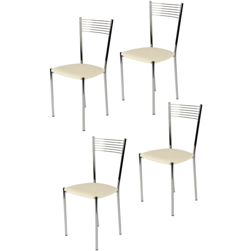 T M C S - Tommychairs - Set 4 chaises elegance pour cuisine, bar et salle à manger, robuste structure en acier chromé et assise rembourrée et revêtue