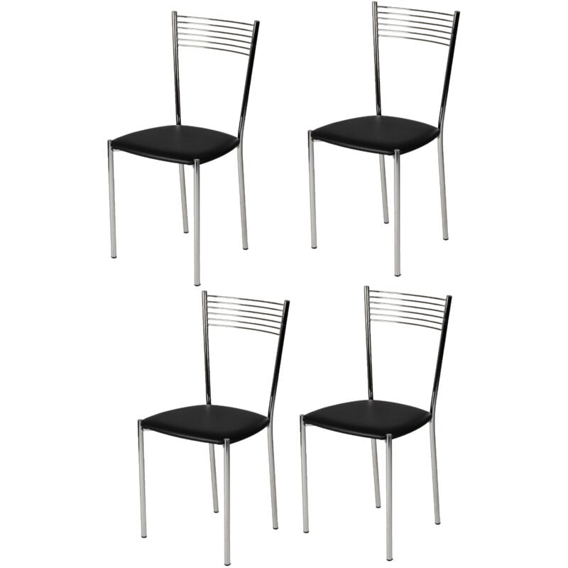 T M C S - Tommychairs - Set 4 chaises elegance pour cuisine, bar et salle à manger, robuste structure en acier chromé et assise rembourrée et revêtue