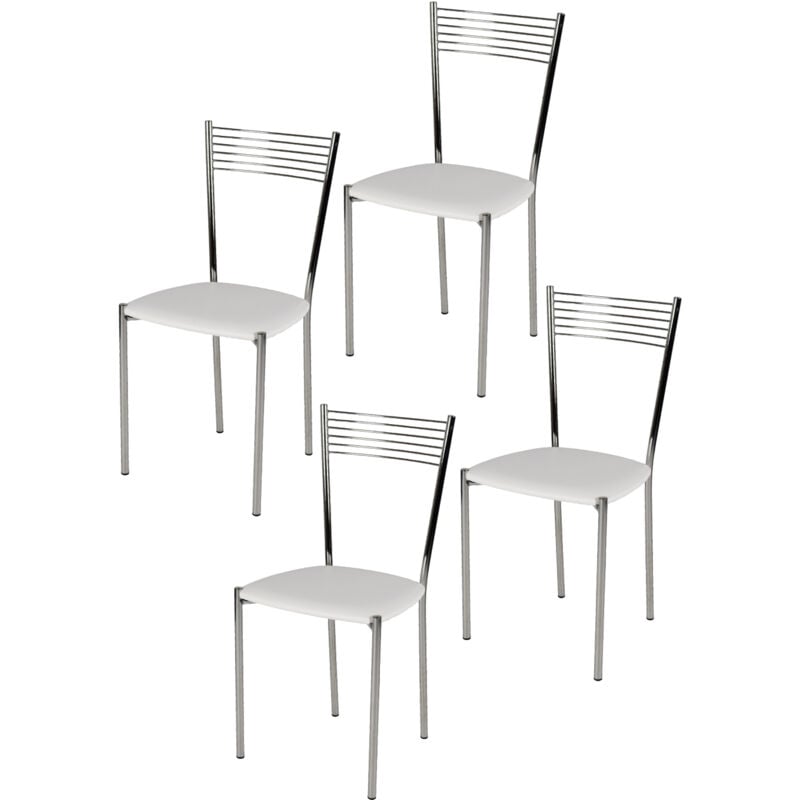 T M C S - Tommychairs - Set 4 chaises elegance pour cuisine, bar et salle à manger, robuste structure en acier chromé et assise rembourrée et revêtue