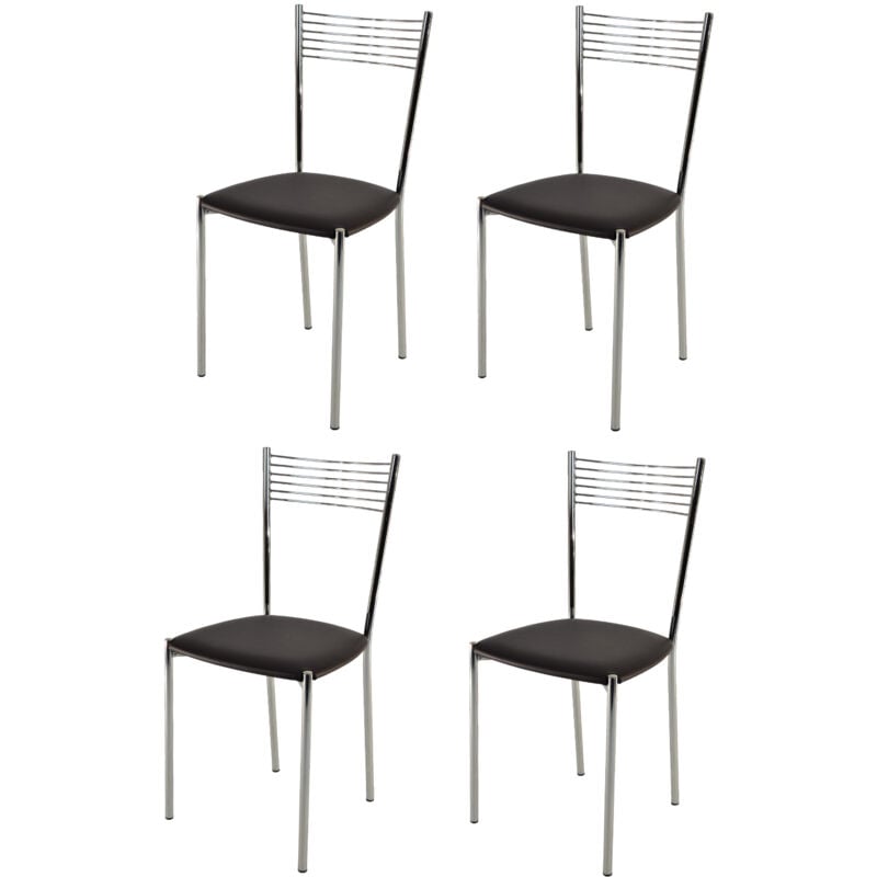 T M C S - Tommychairs - Set 4 chaises elegance pour cuisine, bar et salle à manger, robuste structure en acier chromé et assise rembourrée et revêtue