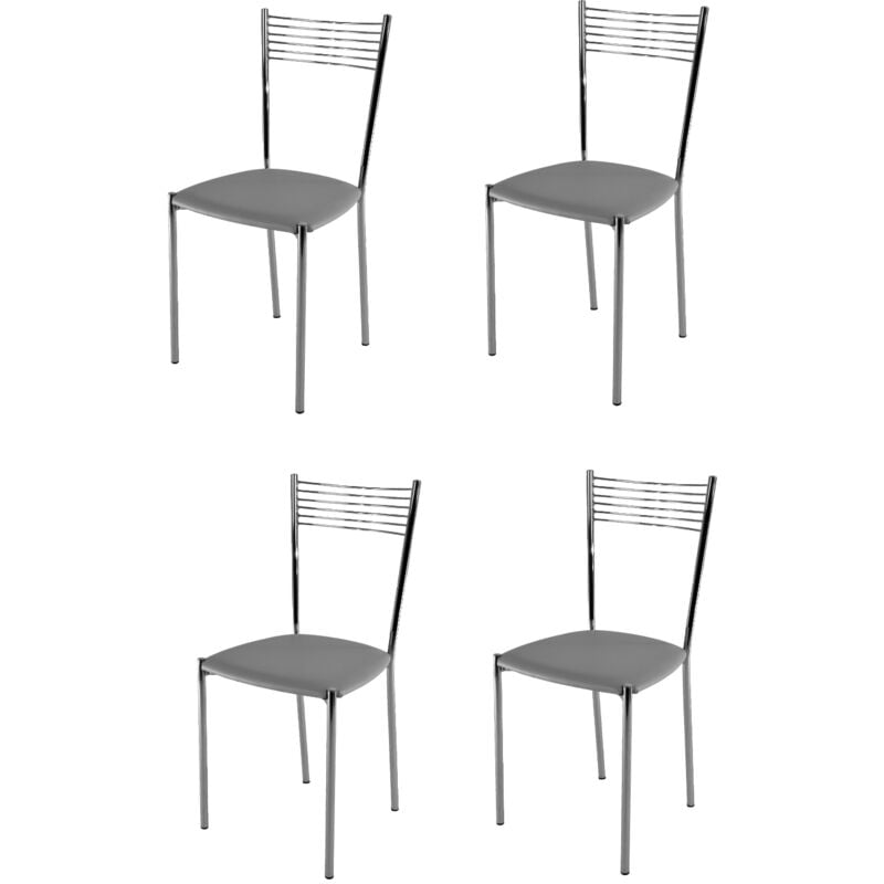 T M C S - Tommychairs - Set 4 chaises elegance pour cuisine, bar et salle à manger, robuste structure en acier chromé et assise rembourrée et revêtue
