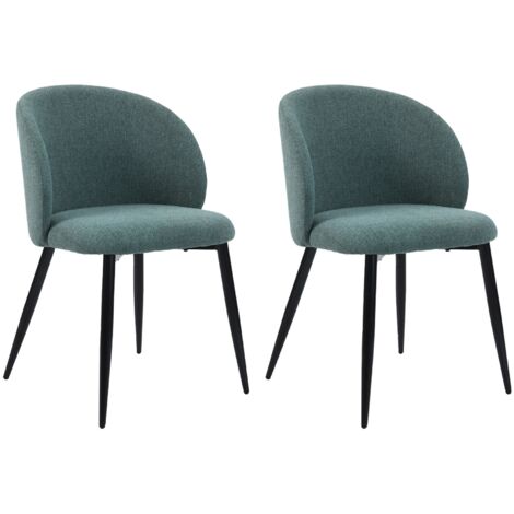 Chaises Mobili Rebecca Festuca 81x54x56 Tissu en Polylin Métal Vert d'Eau Noir Moderne SET 2 pièces Partiellement Assemblé