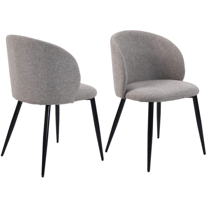 Chaises Mobili Rebecca Cordia 81x54x56 Tissu en Polylin Métal Gris taupe Noir Moderne set 2 pièces Partiellement Assemblé