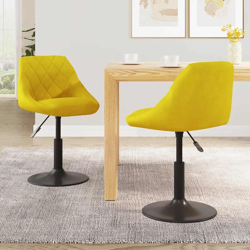 Vidaxl - Chaises à manger pivotantes lot de 2 jaune moutarde velours