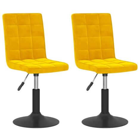 Chaises pivotantes à manger  Chaise de cuisine lot de 2 jaune moutarde velours