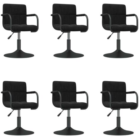 Chaises pivotantes à manger  Chaise de cuisine lot de 6 noir velours