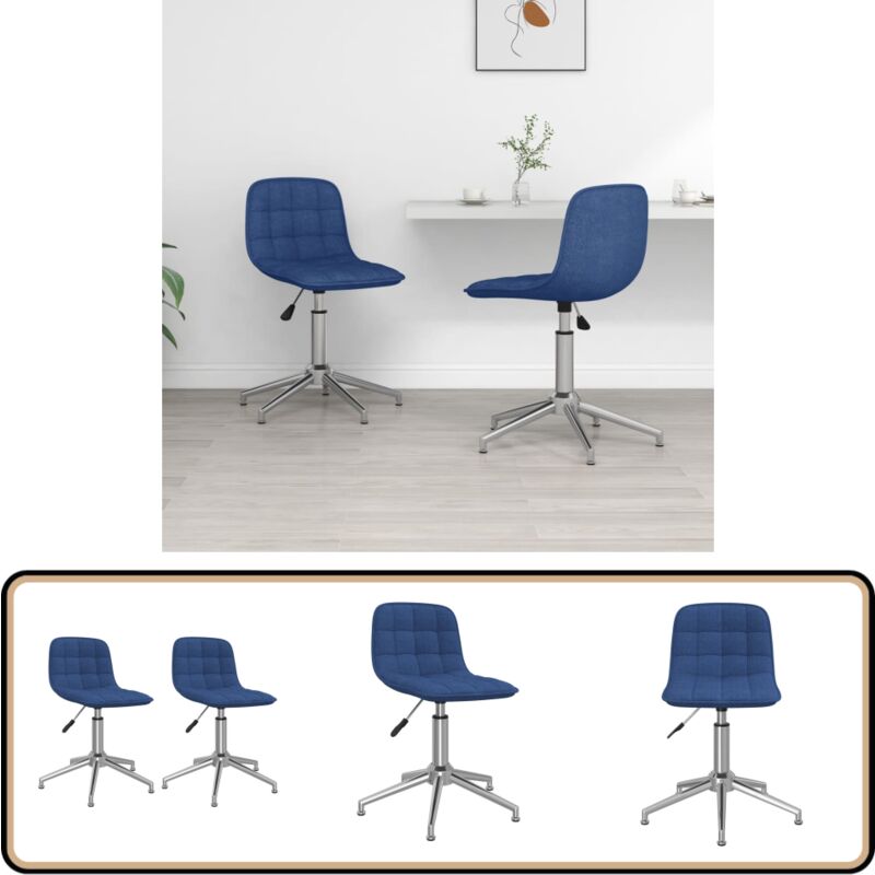 Chaises pivotantes à manger lot de 2 bleu tissu - Chaise De Salle À Manger - Chaise Pivotante - Chaise Bleue - Meubles De Salle À Manger - Mobilier