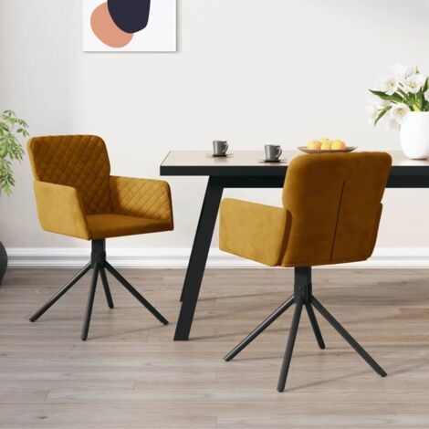 Chaises pivotantes à manger lot de 2 Marron Velours vidaXL