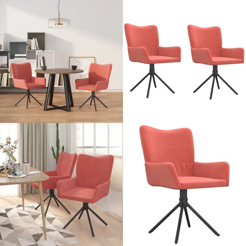 Vidaxl - Chaises pivotantes à manger lot de 2 Rose Velours - Chaise De Salle à Manger - Chaise Pivotante - Chaise Velours - Chaise Élégante