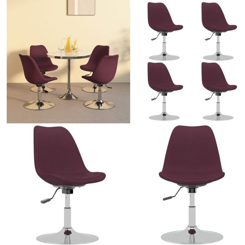 Vidaxl - Chaises pivotantes à manger lot de 4 violet tissu - Chaise De Salle à Manger - Chaise Pivotante - Chaise Ajustable - Chaise Design