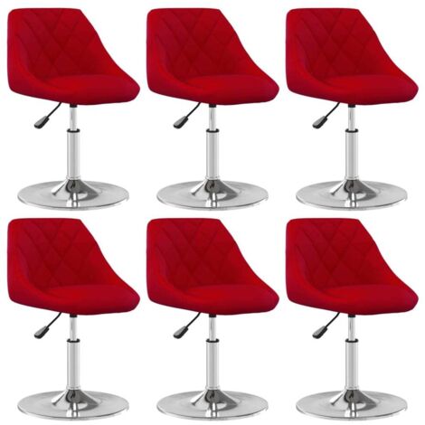 Chaises pivotantes à manger lot de 6 Rouge bordeaux Velours vidaXL