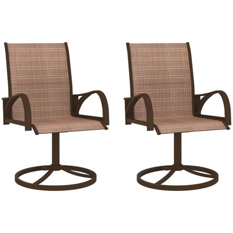 Chaises pivotantes de jardin lot de 2 Textilène et acier Marron Vidaxl
