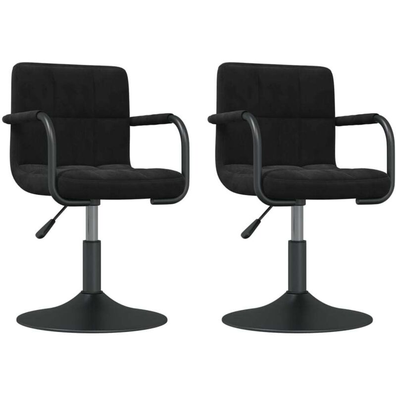 Vidaxl - Chaises pivotantes à manger lot de 2 noir velours