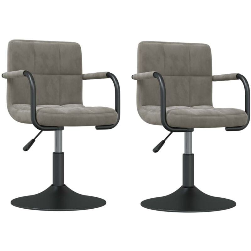 Vidaxl - Chaises pivotantes à manger lot de 2 gris clair velours