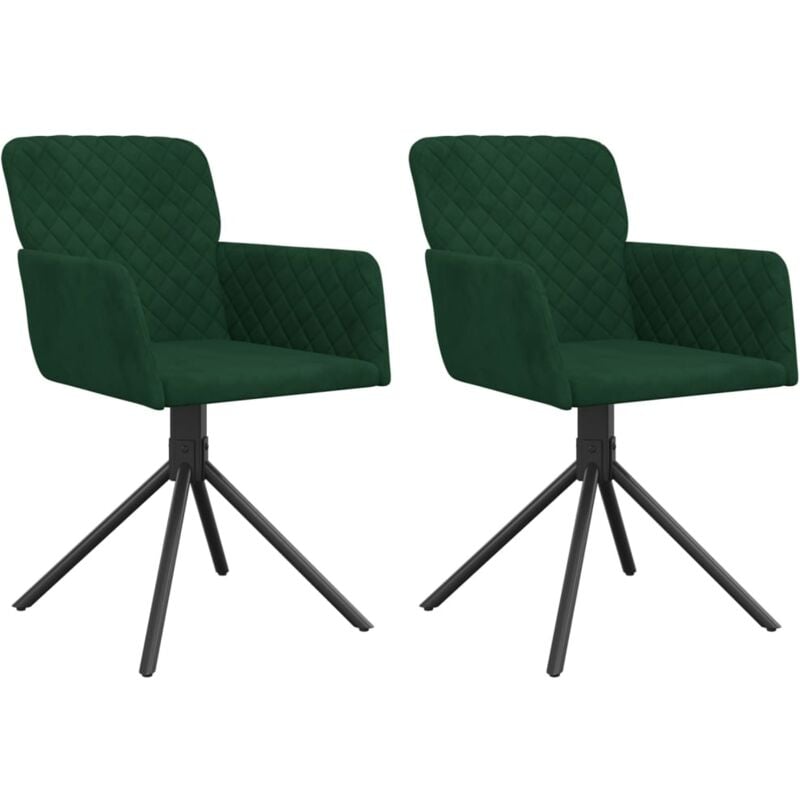 Chaises pivotantes à manger lot de 2 Vert foncé Velours vidaXL