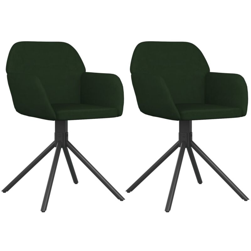 Vidaxl - Chaises pivotantes à manger lot de 2 Vert foncé Velours